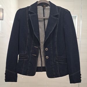 95% COTTON Reba Dark Blue Blazer with Cream Stitching